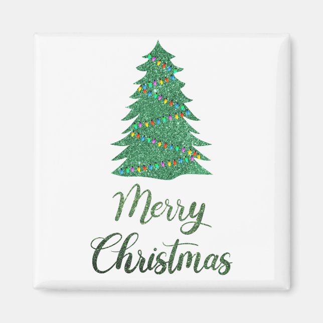 God jul träd-grönt glitter magnet (Framsidan)