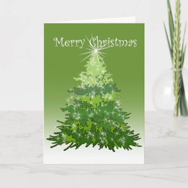 God jul Träd Grönt-kort Helgkort (Framsida)
