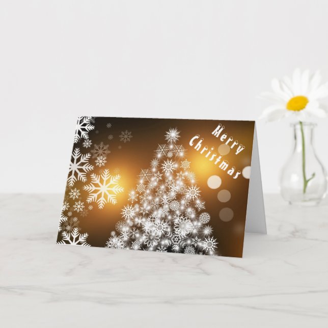 God jul Träd Guld-kort med Snöflingor Kort (Liten växt)