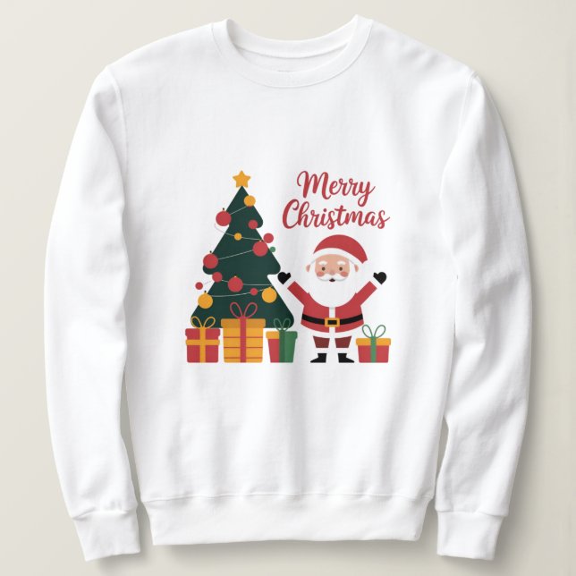 God jul Träd Jultomten med Presenter T Shirt (Design framsida)