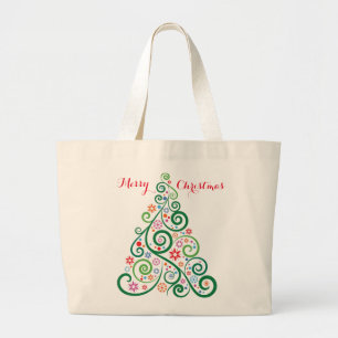 God jul Träd Jumbo Tote Tygkasse