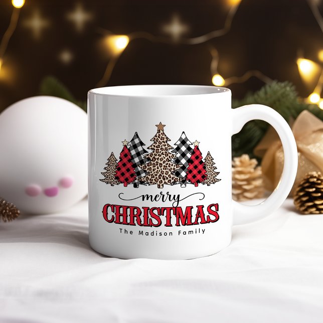 God jul Träd Leopard och Buffalo Play Kaffemugg (Skapare uppladdad)