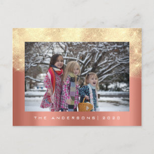 God jul Träd Lycklig-årskorallen Guld Glitter Vykort
