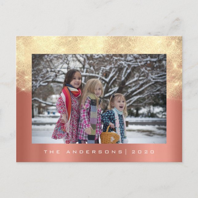 God jul Träd Lycklig-årskorallen Guld Glitter Vykort (Framsida)