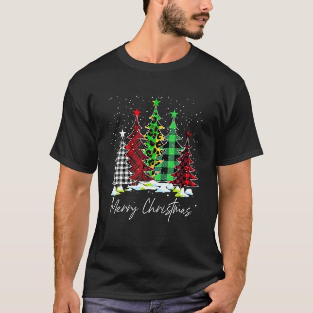 God jul Träd med Buffalo play Leopard D T Shirt (Framsida)