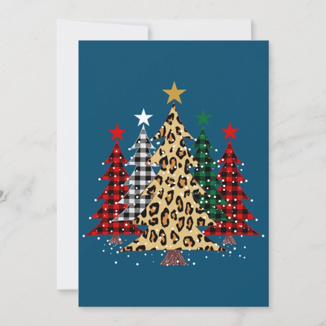 God jul Träd med Buffalo Play och Leopard Inbjudningar (Framsida)