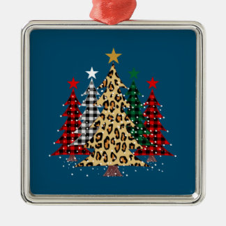 God jul Träd med Buffalo Play och Leopard Julgransprydnad Metall