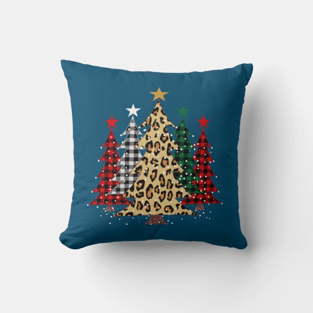 God jul Träd med Buffalo Play och Leopard Kudde (Framsida)