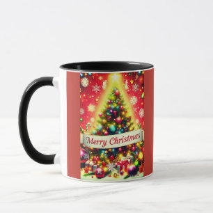"God jul Träd med färgstarka prydnadsföremål Mugg