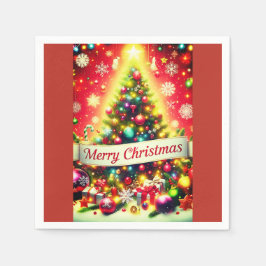 "God jul Träd med färgstarka prydnadsföremål Pappersservett