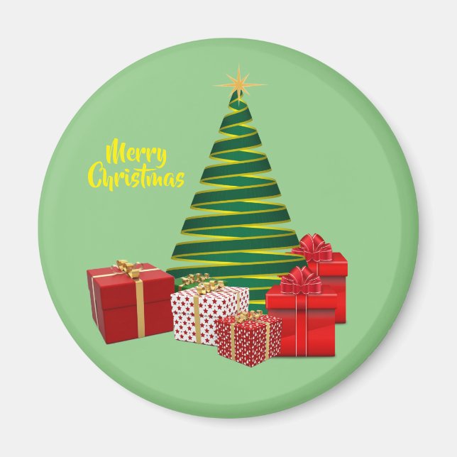 God jul ~ Träd med gåvor Magnet (Framsidan)