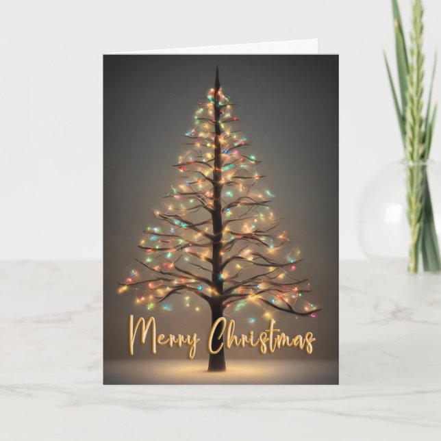 God jul träd med ljus-mappat kort (Framsida)
