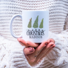 God jul Träd Modern Helgdagar i skript Kaffemugg