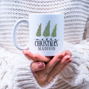 God jul Träd Modern Helgdagar i skript Kaffemugg