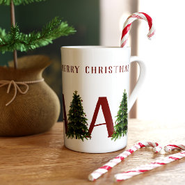 God jul Träd Monogrammad Festive Helgdag Benporslin Mugg