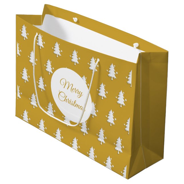 God jul Träd Mönster Guld Gift Bag (Framsidan Vinklad)