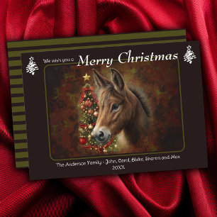 God jul Träd Mule Equine Personlig Julkort