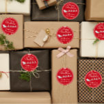 God jul Träd Namn Red Silver Santa Sleigh Runt Klistermärke<br><div class="desc">FlorenceK-design</div>