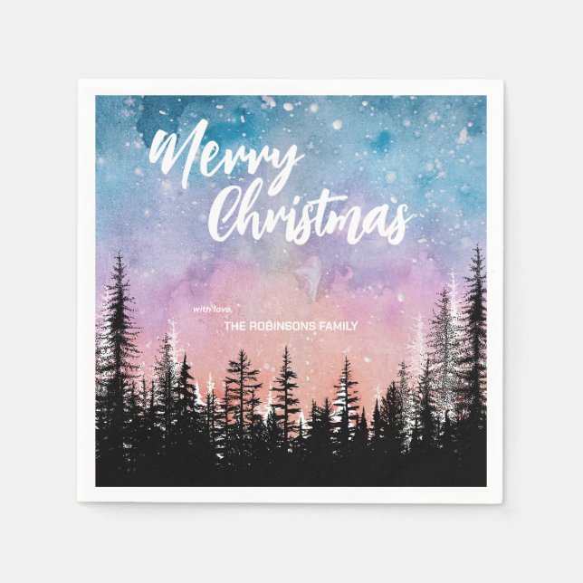 God jul träd Nattgradientskriptskog Pappersservett (Framsidan)