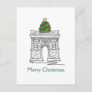 God jul Träd NYC Washington Square Arch Helg Vykort