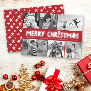 God jul Träd och stjärnornas glöd 6 fotokollage Julkort