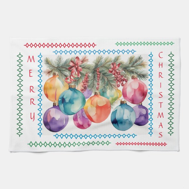 God jul Träd Ornaments Kitchen Towel Kökshandduk (Horisontell)