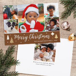God jul Träd Photo Collage Brown Flat Julkort