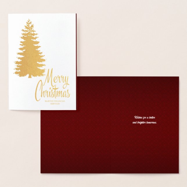 God jul Träd Red and Guld Business Folierat Kort (Display)