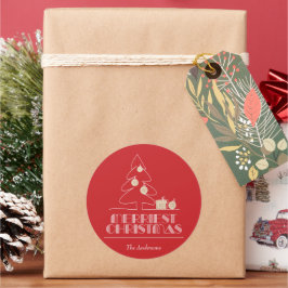 God jul Träd Red Helgdag Runt Klistermärke