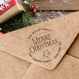 God jul Träd Returadress Självfärgande Stämpel