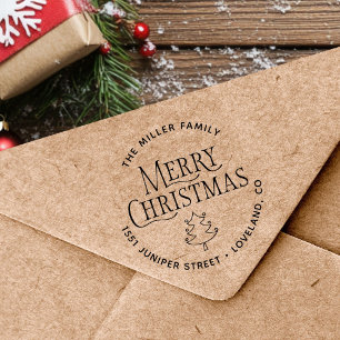 God jul Träd Returadress Självfärgande Stämpel