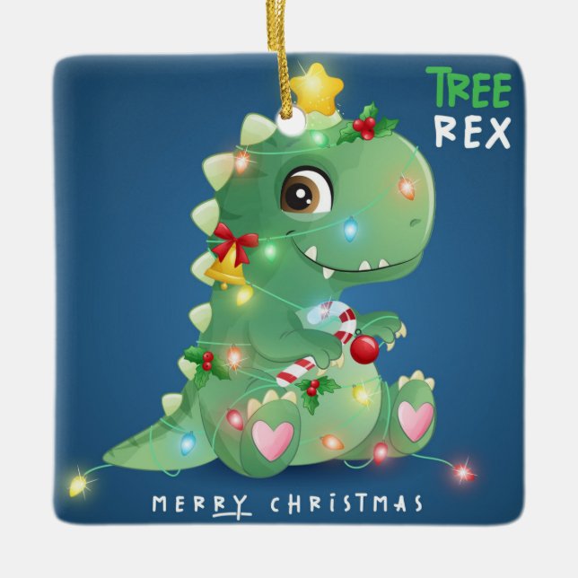 God jul Träd Rex Dinosaur Julgransprydnad Keramik (Framsida)