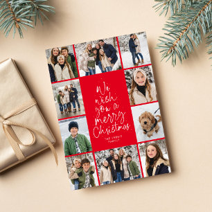 God jul träd roligt 10 fotokollage röd julkort
