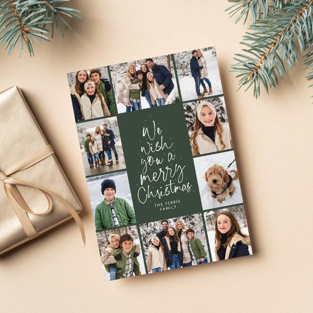 God jul träd roligt 10 grönt för fotokollage julkort (Skapare uppladdad)