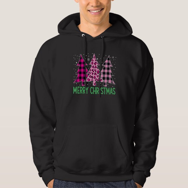 God jul Träd Rosa Buffalo Play och Leopar Hoodie (Framsida)