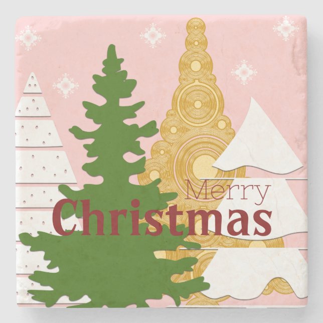 God jul träd rosa stenunderlägg (Framsidan)