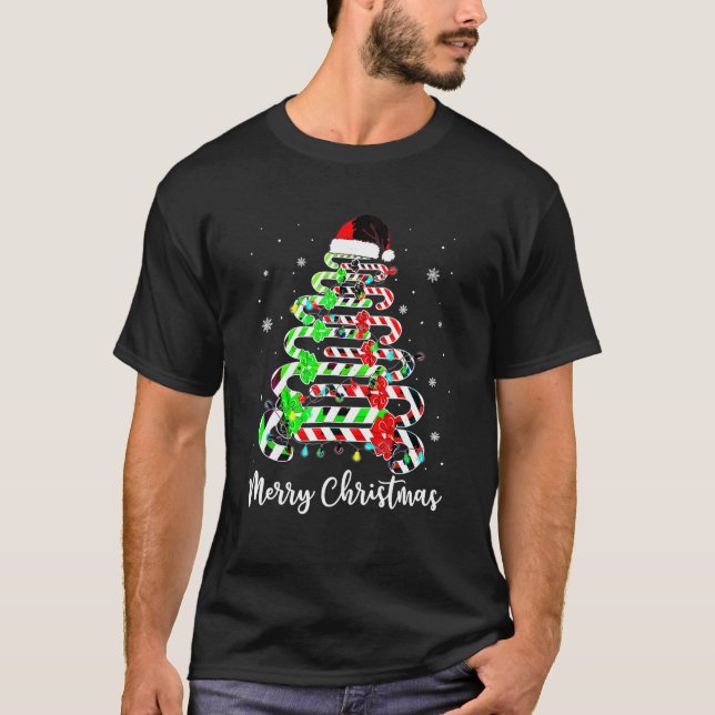 God jul Träd Santa Hat Candy cane Girls Wo T Shirt (Framsida)