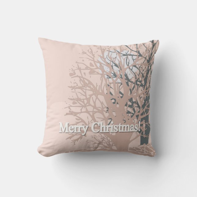 God jul träd silhuette på  rosa bei kudde (Framsida)