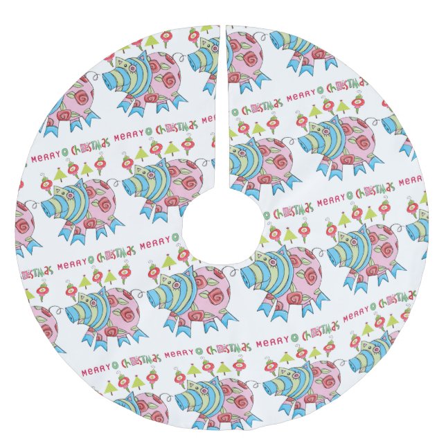 God jul Träd Skirt Gris Rosa Gris Julgransmatta Borstad Polyester (Framsidan)