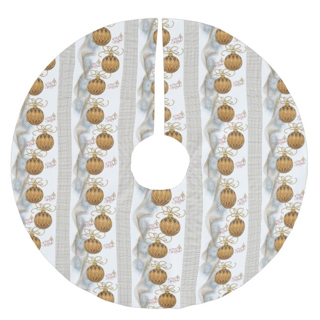 God jul Träd Skirt Guld julprydnad Julgransmatta Borstad Polyester (Framsidan)