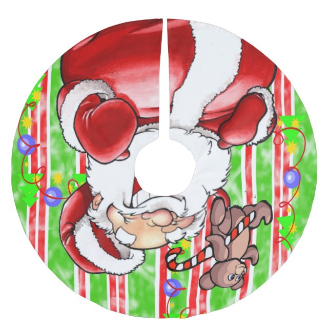 God jul Träd Skirt Nalle Julgransmatta Borstad Polyester (Framsidan)