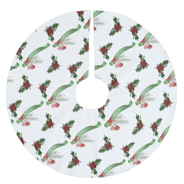 God jul Träd Skirt Poinsettia Julgransmatta Borstad Polyester (Framsidan)