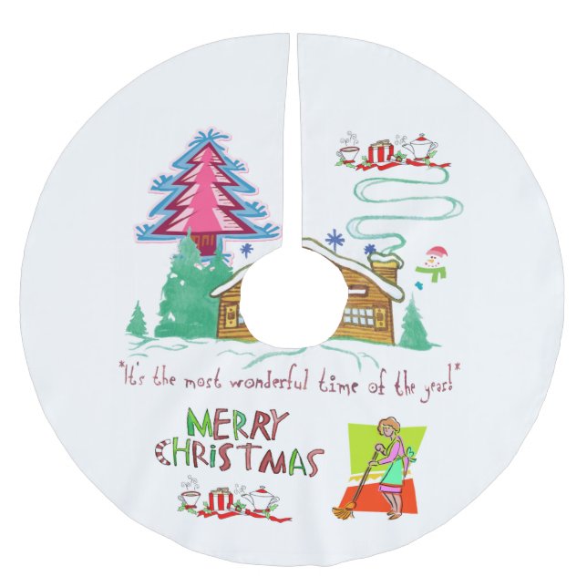 God jul Träd Skirt Städning Dam Julgransmatta Borstad Polyester (Framsidan)