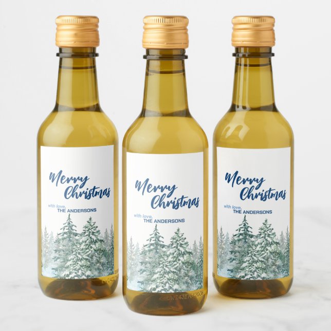 God jul träd-skogsfärgskript vinetikett (Flaskor)