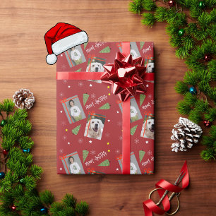 God jul Träd Snöflingor med foton på Red Presentpapper