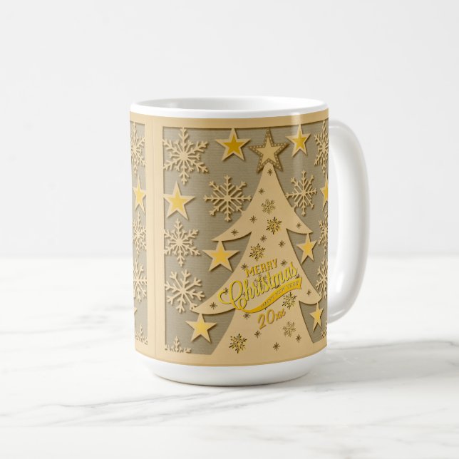 God jul Träd, snöflingor och stjärniga silhouettes Kaffemugg (Framsida höger)