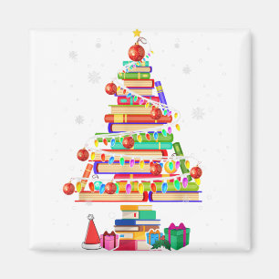 God jul träd, söt bok älskare libra magnet