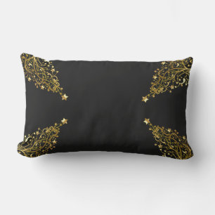 God jul Träd Stars Black Guld Shiny Chic Utomhuskudde