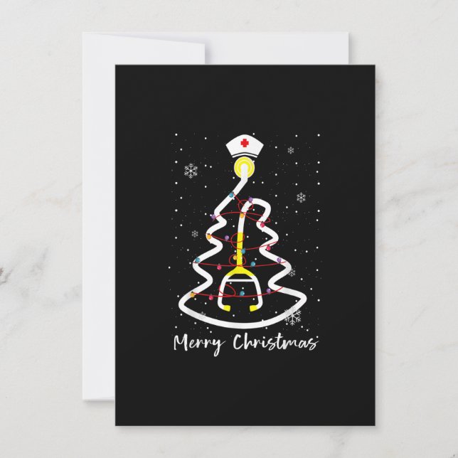 God jul Träd Stethoscope Ljus Nurse Nurs Inbjudningar (Framsida)