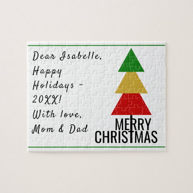 GOD JUL TRÄD TRIANGLE FORMER AV CHRISTMAS STOCKING PUSSEL (Horisontell)